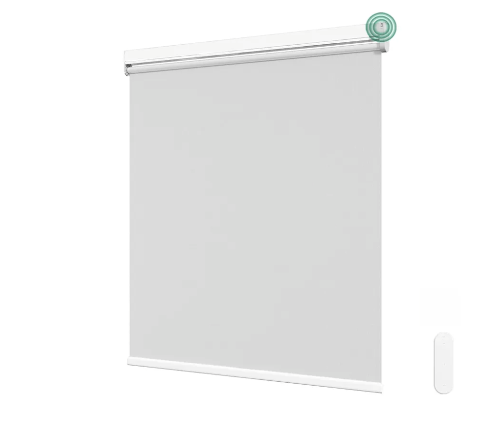 Motorized Roller Blinds with Remote Control for Windows, Blackout Smart Roller Shade, Battery Powered Electric Smart Blind (White 34" W x 72" H)