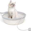 Cotton Rope Woven Cat Bed Basket, Hand Woven with Toy Tail, Small Dogs & Puppies Sleeping Bed, Indoor Cat & Rabbit Basket (Large, Gray & White)