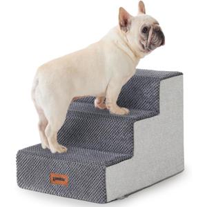 Dog Steps for Couch - Pet Stairs for Small Dogs and Cats, Dog Steps with Non-Slip Bottom Grey 3 Steps, Grey