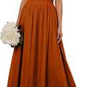 Women's V Neck Bridesmaid Dresses Burnt Orange A Line Evening Party Dress Ruffle Long Chiffon Wedding Guest Dress for Women KY057-8, Orange, Size  6