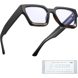 Thick Square Blue Light Blocking Glasses Trendy Chic Anti Eyestrain TV Computer Gaming for Women Men Dallas