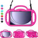 Kids Case for Samsung Galaxy Tab A11 Plus 2025 / Tab A9 Plus 2023 11 Inch Tablet, with Shoulder Strap, Shockproof Handle Stand Protective Cover for Samsung Galaxy A11+ / A9+ 11", Pink