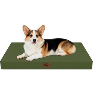 Outdoor Orthopedic Dog Bed, Waterproof Dog Bed for Large Dogs 36x27 Inch, Egg Crate Foam Pet Mat with Washable Removable Oxford Cooling Cover, Amy Green