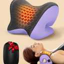5X Pain Relief Neck Massager with Heat, Graphene-Infused Instant Heating Neck Stretcher for TMJ Migraine, Smart Control Cervical Traction Device Pillow for Heat Therapy, Christmas Gifts for Women Men (Purple&gray)