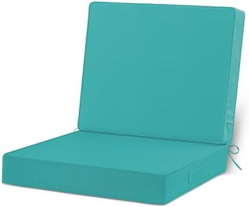 22x22 Outdoor Cushions for Patio Furniture, Waterproof Outdoor Chair Cushions with Non-Slip Ties and Handle, Washable Deep Seat Cushions for Outdoor Furniture with Removable Cover, Teal