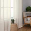Simplebrand Cream Sheer Curtains 96 Inches Long 2 Panels, Light Filtering Rod Pocket Solid Color Window Sheer Curtain Panels, Elegant Curtains & Drapes for Living Room, Bedroom, 42" W x 96" L