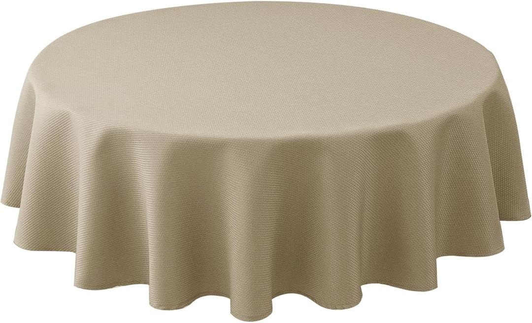 Biscaynebay Textured Fabric Round Tablecloths 60" for Round Tables diameters from 28" to 48", Natural Water Resistant Folding Table Covers Washable for Dining, Kitchen, Wedding, Parties etc