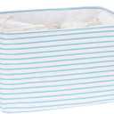Hinwo 70L Extra Large Storage Bins, Closet Organizers and Storage, Foldable Clothes Storage Baskets with Handles, Containers for Clothing, Blanket, Comforters, Toys, Bedding (Aqua Stripe) (22" / 70L / 1-Pack)