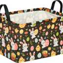 MAIZMZ Easter Storage Basket Eggs Bunny Flower Gifts Cube Waterproof Storage Bins Organizer,Foldable Closet Shelf Baskets with handles for Women,Nursery Hamper Toys Box,Room Decorations
