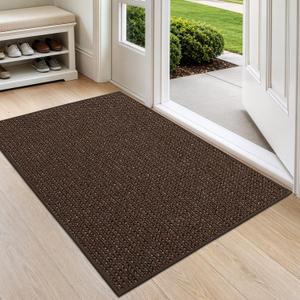 DEXI Indoor Entryway Door Mat, 32x48 Non Slip Front Entrance Doormat, Brown