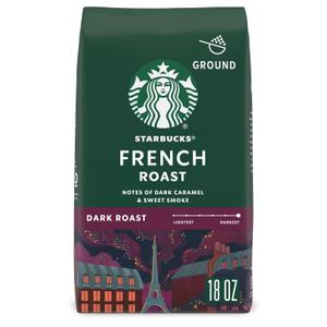 Starbucks Ground Coffee, Dark Roast Hot or Iced Coffee, French Roast, 18 oz (EXP 07/28/26)