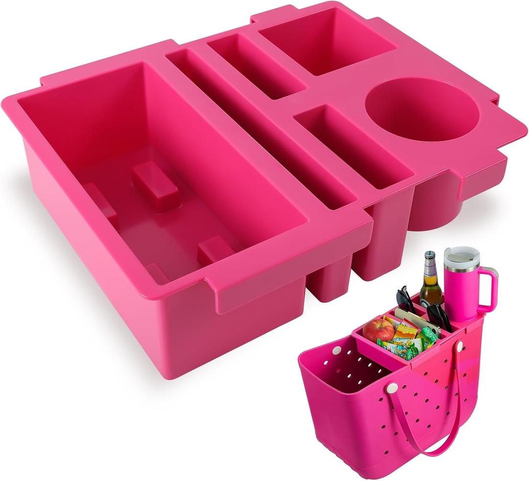Topper Tray Cup Holder Accessory for Bogg Bag Original Large/X-Large, Fits for Stanley 40oz - Lightweight Beach Bag Accessories Table Top (Pink)