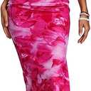 Milumia Women's Printed Strapless Tube Top Long Dress Slit Hem Sleeveless Bodycon Maxi Dresses Dark Pink M