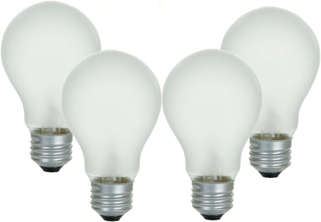 Diodesy- LEFT Hand Thread A19 Incandescent Light Bulb for Special Purpose Lamps Office Decorative Lighting E26 Medium Base 100W 2600K Warm White 1150 Lumen Non-Dimmable Standard Frosted Bulb Pack of 4