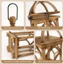 Large Farmhouse Wooden Decorative Lantern Set of 2, Rustic Brown Burnt Wood Hanging Lanterns for Indoor Outdoor Home Garden Porch Wedding Decor (No Glass)