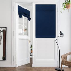 HOMEIDEAS Navy French Door Curtains Blue Privacy Blackout Door Curtains, 26 X 40 Inch Room Darkening for Glass Window, Thermal Insulated Tie Up Shades for Bedroom, 1 Panel