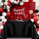 B-COOL Black Satin Tablecloth Rectangle Party Smooth Fabric for Holiday Reception Wedding Baby Shower Ceremony 2 Pack 90x132inch