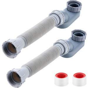 Nuanchu 2 Pcs Low Profile 1 1/2 P Trap with Sealing Tape Low Profile Shower Drain Flat 1 1/2 P Trap Freestanding Tub Drain for Bath Fit Bath RV Bathtub