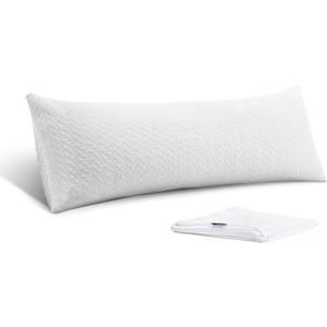 Firm Body Pillow 1.5cm Cubies Memory Foam  Pain Relief & Sleeping & Supportive  with Cooling Cover Hug Pillows 20 x 54 inches (White)
