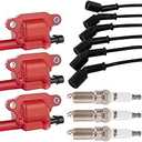 TRQ Ignition Kit Ignition Coil Spark Plugs Wire Set Compatible with 2014-2019 Chevrolet Silverado 1500 GMC Sierra 1500