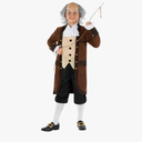 Morph Benjamin Franklin Costume Kids Colonial Founding Father Outfit for Presidents Day Celebrations, M