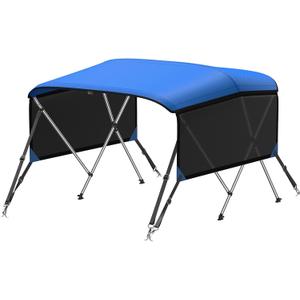 KAKIT Bimini Tops with Mesh Sidewalls (3 Bow 6'L x 46" H x 85"-90" W, Blue)