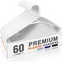 HOUSE DAY White Plastic Hangers 60 Pack, Clothes Hangers with Non Slip Hooks, Durable & Space Saving Coat Hanger, Light-Weight Clothing Hanger, Perfect Closet Organizer for Everyday Use