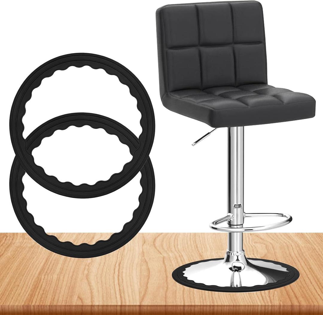 2 Pack Bar Stools Leg Protectors Ring, Non Slip Silicone Chair Leg Floor Protector, No Scratches No Noise Anti-Slip, Stretchable Fits 16.5" to 18.5" Chair Base, Black