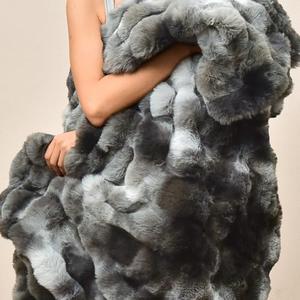 PHF Luxury Faux Rabbit Fur Blanket Twin Size, Ultra Soft Fluffy Plush Cozy Warm Bubble Blanket for Bed, Couch, Sofa Decorative, Thick Reversible Suitable for Fall & Winter.  Size , 60" x 80", Tie Dye Charcoal