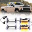 4X 6.1 inch Emergency Strobe Traffic Advisor Light Bar,24 LED Waterproof Flashing Safety Dash Front/Rear/Side Windshield/Grille Lights for Construction Vehicles Tow/Plow Trucks(Amber/White)