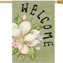 AVOIN colorlife Magnolia Spring House Flag 28x40 Inch Double Sided Outside, Seasonal Floral Welcome Yard Outdoor Flag