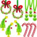 ALOVYY Christmas Crafts for Adults, 36 Sets Christmas Beaded Ornament Kit Including 12 PCS Green Monster/6 PCS Tree/12 PCS Candy Cane/6PCS Garlands, Christmas Tree Decorations (Assembly Needed)