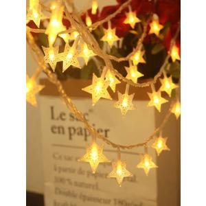 2 x Star Fairy Lights, 6M 40Pcs LED Battery Powered String Lights, Two Mode Monochrom and Shining Decoration Lightning for Christmas Wedding Birthday Valentine Party Bedroom Indoor&Outdoor