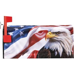American Eagle Flag Welcome Magnetic Mailbox Cover7.4 July Fourth Festival Courtyard Decoration 21" Lx 18" W Mailbox Cover Suitable for 19 "x6.5 Standard Mailbox