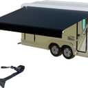 RV Awning Fabric Replacement,18.5oz Outdoor Vinyl Camper Trailer Motorized Awning Replacement for Motorhome,Heavy Duty Weatherproof RV Canopy 14'(Fabric 13'2") Black
