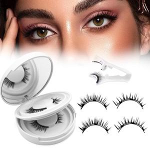 Elara Craft Magnetic Eyelashes,Magnetic Eyelashes with Applicator Natural Look,Reusable Soft Lashes Kit No Glue Needed for Women(02+04)