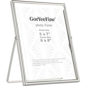 Silver 6x8" Floating Photo Frame for(4x6' & 5x7'),Adjustable Tabletop/Shelf Picture Frames,4x6'' Premium Gift Floating Frame for Wedding,Thanksgiving, Christmas,Birthday,Home or Office Decor