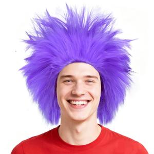 ANOGOL Hair Cap+ Purple Crazy Wig, Unique Spiky Funny Wigs, Short Crazy Hair, Funky Fuzzy Wigs, Wigs for Clowns, Short Purple Wig for Anime Cosplay, Halloween Costume Party Outfit