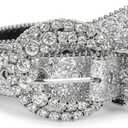 Women Rhinestone-Leather-Belts Western-Cowboy-Cowgirl Belt Bling-Diamond Waist Belt for Jeans Pants