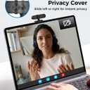 1080P Webcam Computer Camera with Microphone & Wide View - Auto Light Correction Webcam for PC, Mac, Laptop, Desktop - Built-in Privacy Cover Plug & Play USB for Zoom/Skype/Streaming, Black