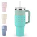 Water Bottle Sleeve Anti-Scratch Heat-Resistant Protective Water Bottler Non-slip Silicone Boot Sleeve Tumbler Accessories, Sky Blue