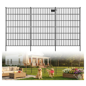 Toolterritary 10 Panels No Dig Decorative Garden Fence, 48in(H) x 25ft(L), Dog Fence Outdoor for Yard - Rustproof Metal Animal Barrier Fencing for Patio, Flower Bed, Ideal for Dogs, Rabbits