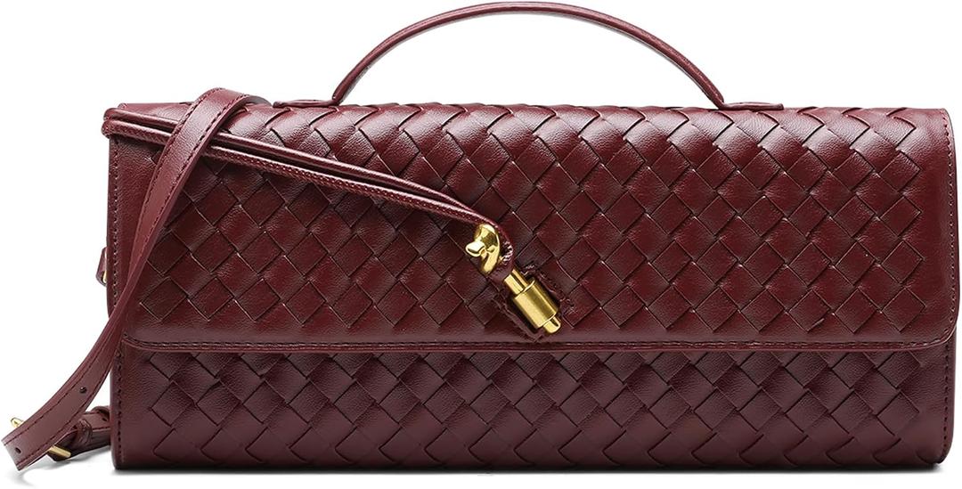NEWBELLA Handwoven Women's Clutch Purse, Crossbody Bag with Adjustable Strap for Evening & Casual Use