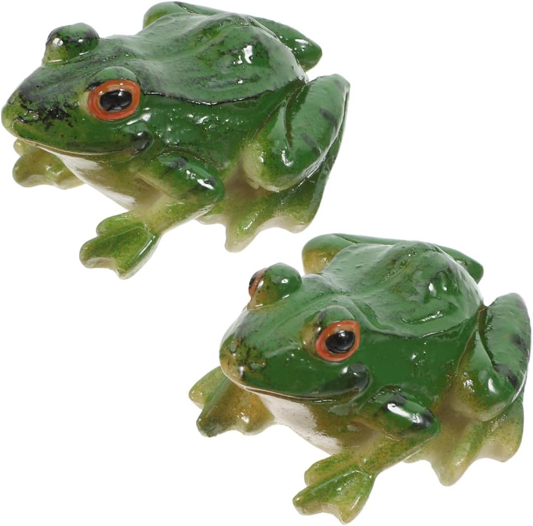 Gadpiparty 2pcs Small Frog Figurine, Frog Garden Decor, for Desktop Garden Indoor Outdoor Use Creative Craft Animal Statues