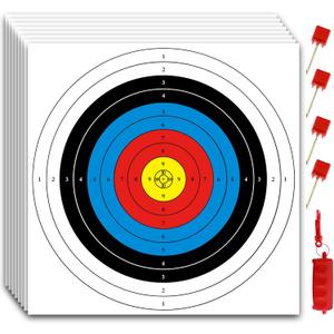 Archery Targets Paper, 50pcs Bow and Arrow Targets for Hunting Backyard, Archery Target Practice Accessories(10 Rings, 16x16in)