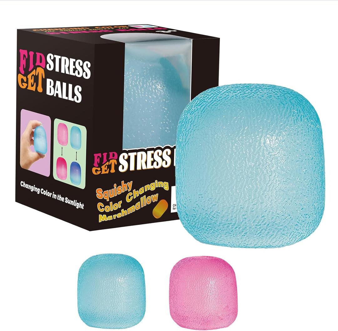 Fidget Toys Stress Balls for Kids & Adults - Changes Color in The Sun - Sugar Squishy Fidget Toys - Slow Rise Gel Ball - Stretchy Squeeze Stress Relief Balls for Anxiety