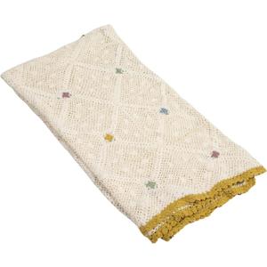 Creative Co-Op Hand-Woven Reclaimed Cotton Crocheted Throw with Diamond Pattern, Multicolor, 60"L x 50"W