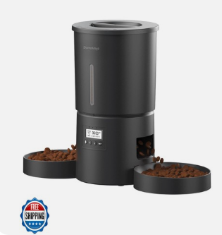 DomoMayli Automatic Dual Cats Feeder for 2 Cats,6 Meals/Day,12 Portions/Meal