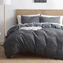 Nestl Grey Boho Duvet Cover Set - Queen Size, 3 Piece Tufted Double Brushed Duvet Cover with Zipper Closure, 90x90 Inches and 2 Pillow Shams