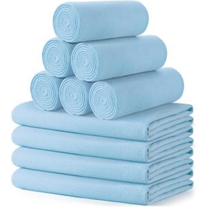 Buryeah 10 Pcs Fleece Blanket Bulk Soft Warm Fleece Blankets Cozy Lightweight Throw Blankets Plush Pet Throw Blanket for Home Bed Sofa Office Wedding Gifts Travel(50" X 60",Light Blue)